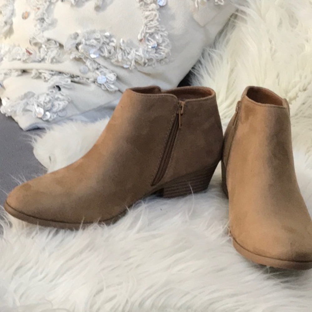 Faux suede side zip bootie